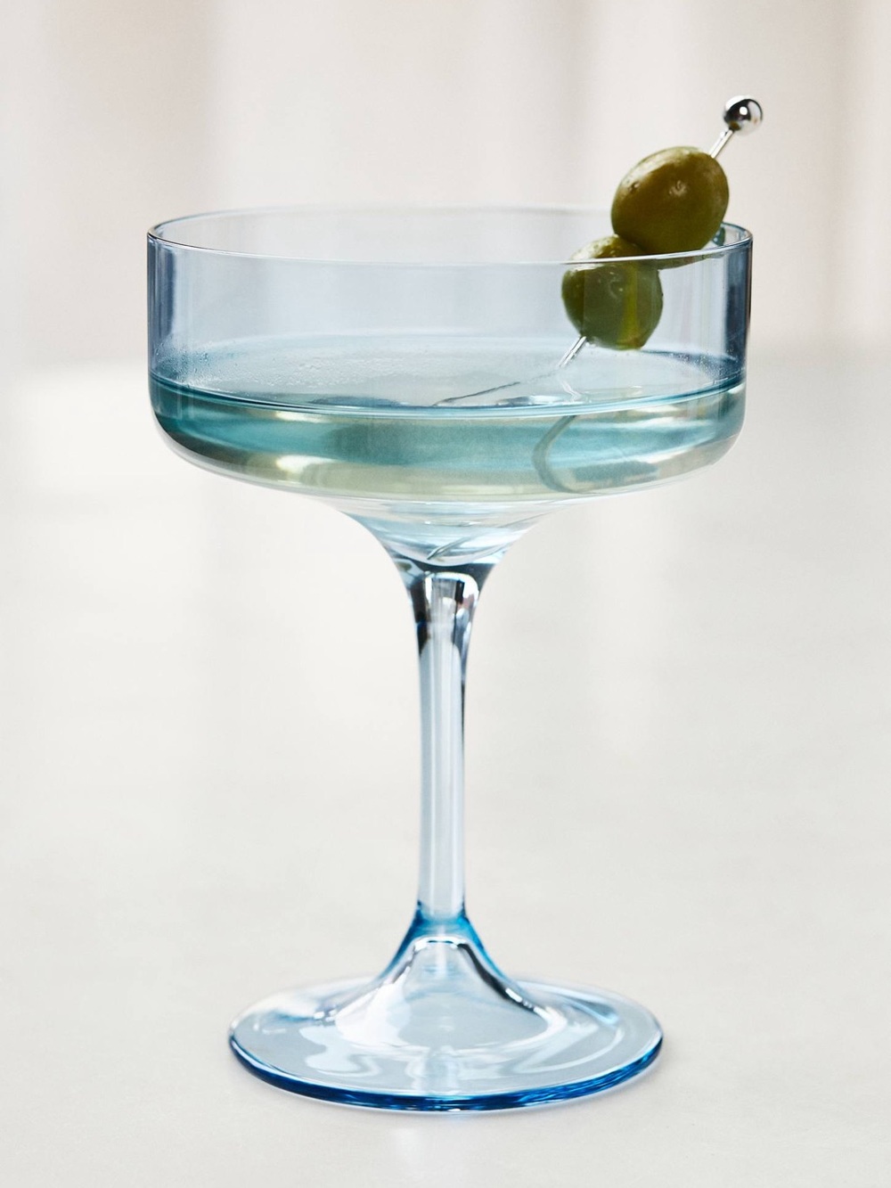 Anthropologie Morgan Coupe Glasses - Set of 2 (Sky Blue / Iridescent)